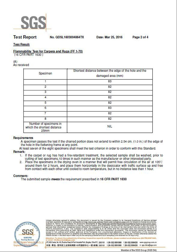 SGS Certificate of  Printed Carpet and Underlay02
