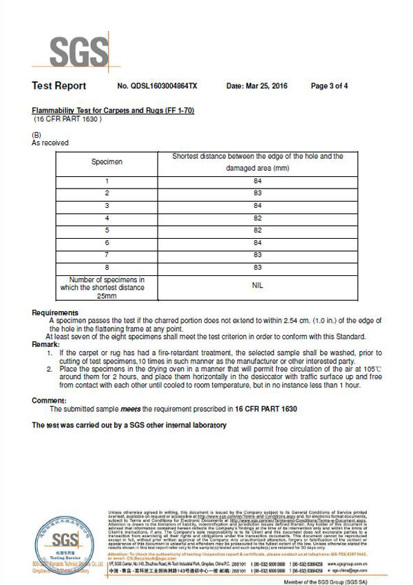 SGS Certificate of  Printed Carpet and Underlay03
